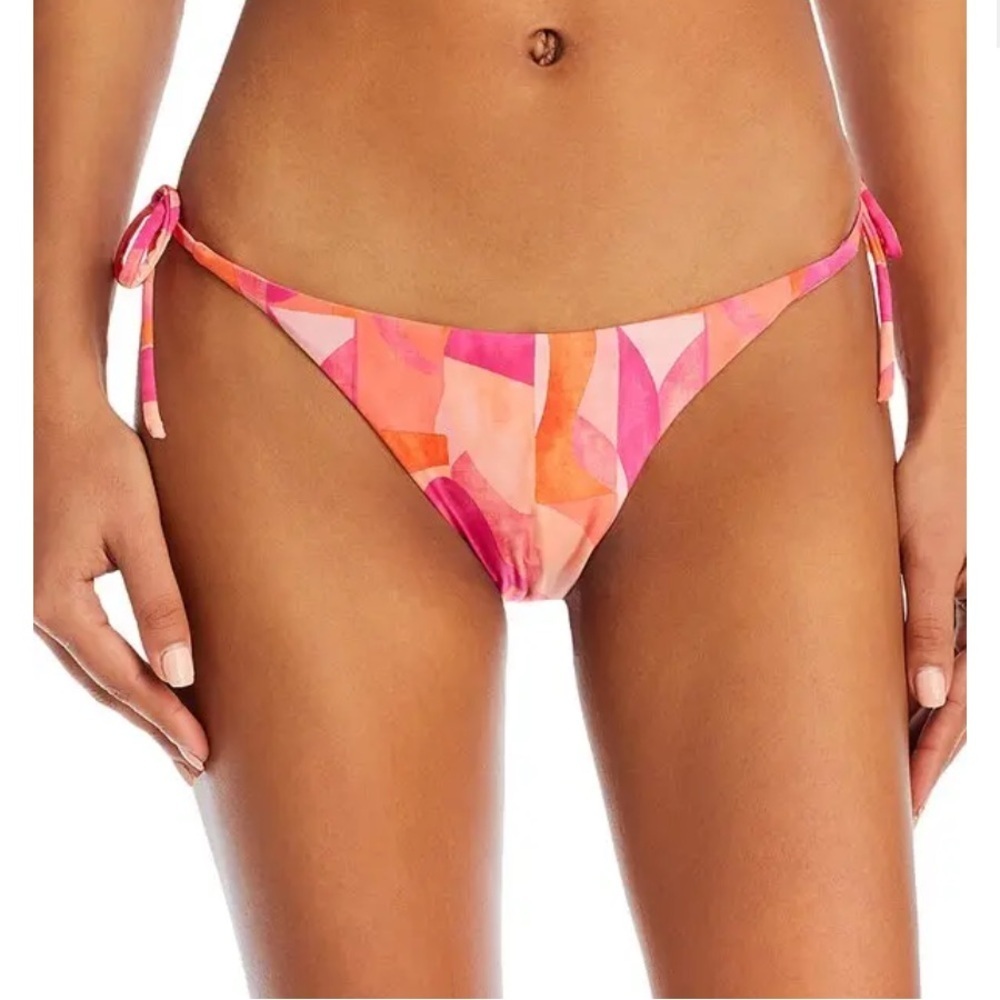 Peixoto Tonie Grapefruit Grove Pink and Orange Tie Bikini Bottom XS